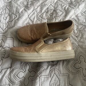 Skechers Gold Platform Slip-On Loafers